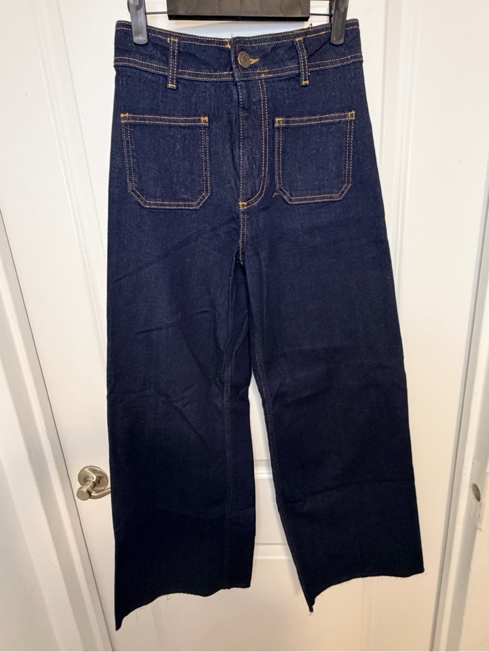 Zara Dark Indigo Relaxed Wide-Leg Sailor Jeans